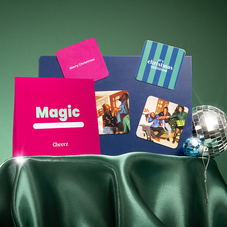 Magnets Carrés de Noël et leur pochette cadeau Cheerz 1